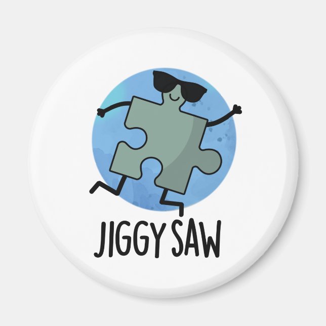 Jiggy Saw Funny Dancing Jigsaw Puzzle Pun Magnet (Front)