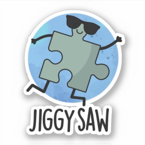 Jiggy Saw Funny Dancing Jigsaw Puzzle Pun Sticker