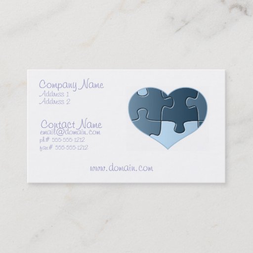Customizable Jigsaw Heart Business Card