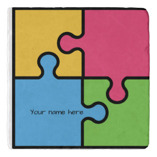 Jigsaw pattern with editable name trivet