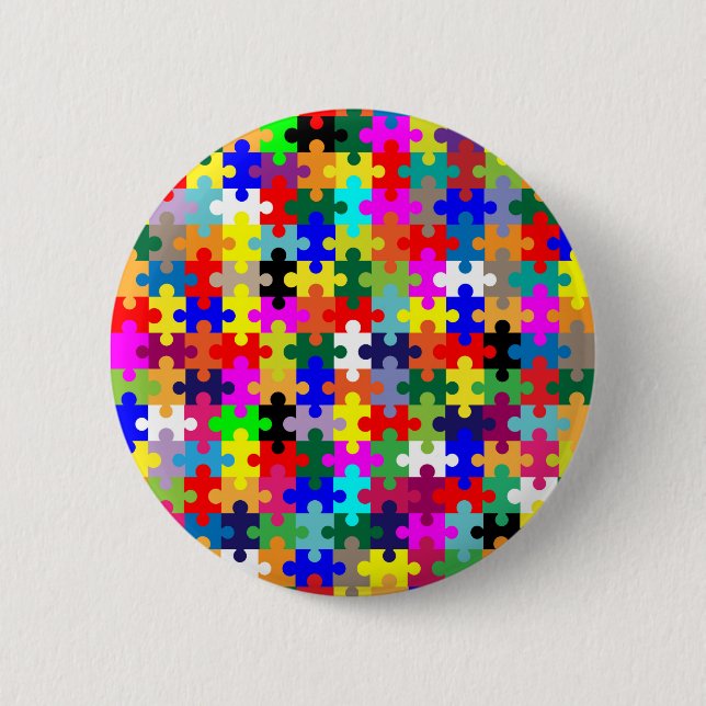 Jigsaw Pieces In Color Pinback Button (Front)
