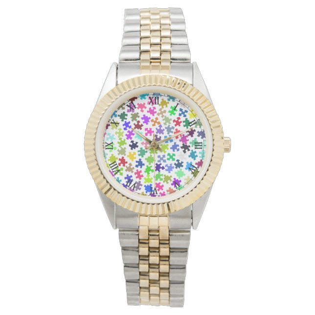 Jigsaw Pieces Two Toned Wrist Watch (Front)