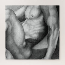 Jigsaw Puzzle 20x20 Art Male Bodybuilder Drawing