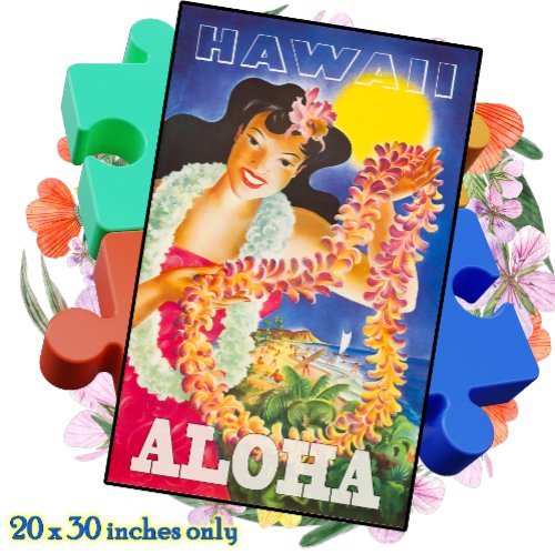 JIGSAW PUZZLE 20x30 _ Vintage Hawaii Travel Poster