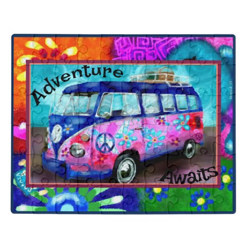Jigsaw Puzzle _ Adventure Awaits Hippie Bus Van