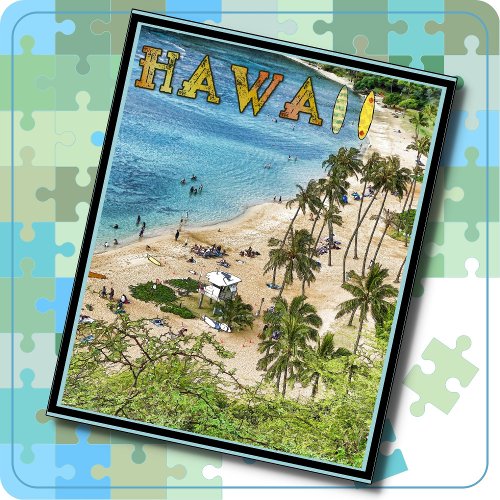 JIGSAW PUZZLE _ Colorful Hawaii Travel Poster