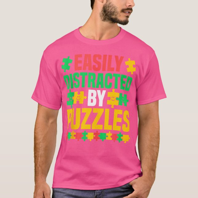 Jigsaw Puzzle - Easily Distracted By Puzzles T-Shirt (Front)