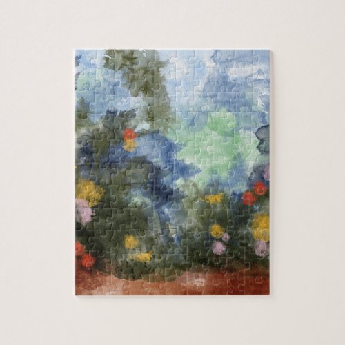 Jigsaw Puzzle Flowered Path Watercolor Jigsaw Puzzle