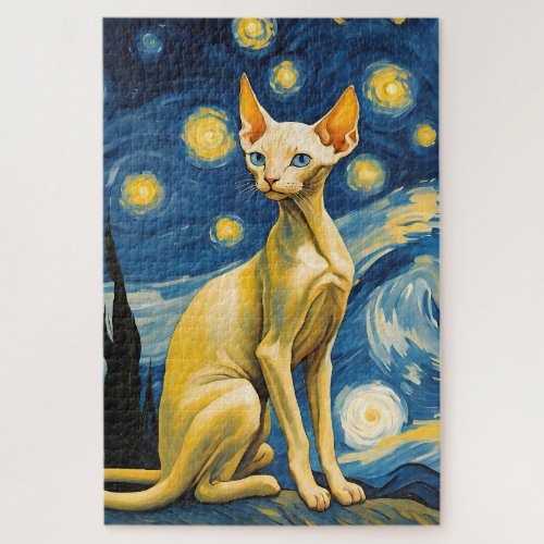 Jigsaw Puzzle Game  Elf Sphinx Cat Van Gogh Art