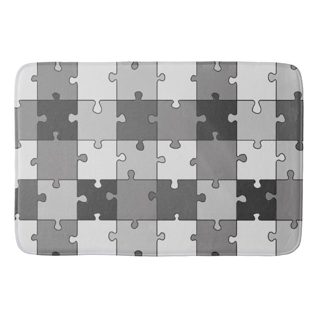 Jigsaw Puzzle Gray Tones Bath Mat (Front)