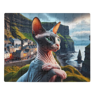 Jigsaw Puzzle Ireland Cliffs of Moher Sphynx Cat
