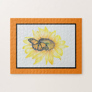 Jigsaw Puzzle Monarch on Sunflower
