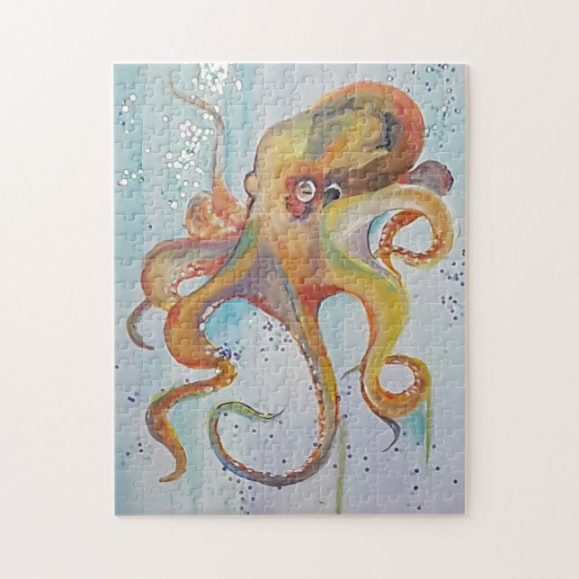 Jigsaw Puzzle Octopus Acrylic Canvas by JP Denyer (Vertical)