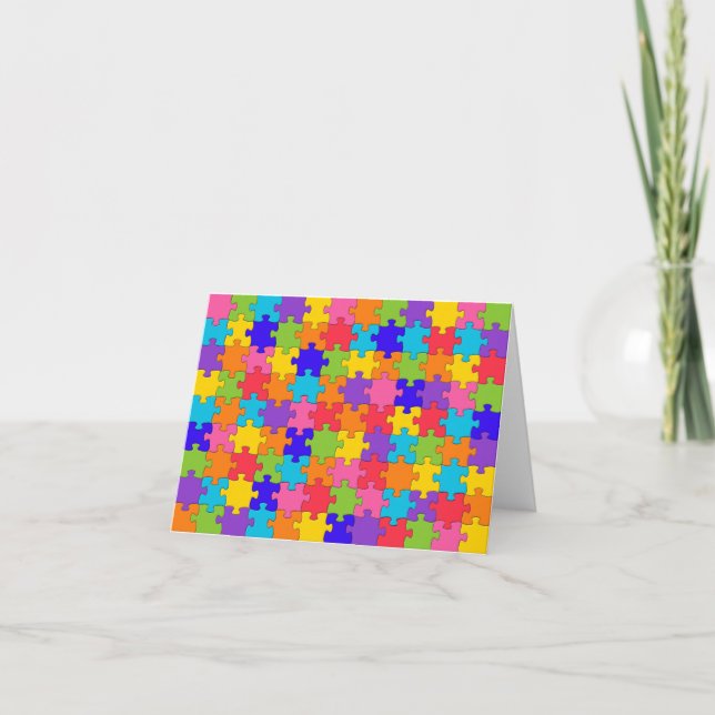 Jigsaw Puzzle pattern - Multicolor Pieces Card (Front)