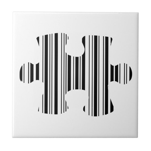 JIGSAW PUZZLE PIECE BAR CODE Pattern Design Ceramic Tile (Front)