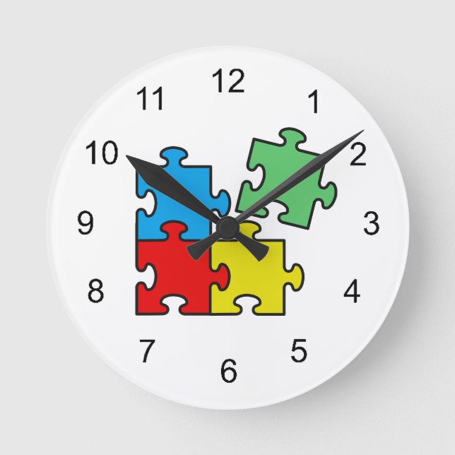 Jigsaw Puzzle Pieces Clock (Front)