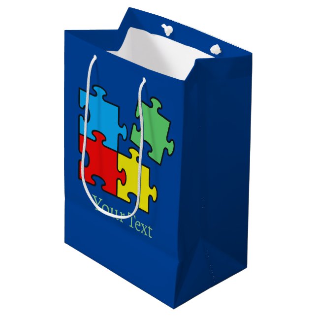 Jigsaw Puzzle Pieces Design Gift Bag (Front Angled)