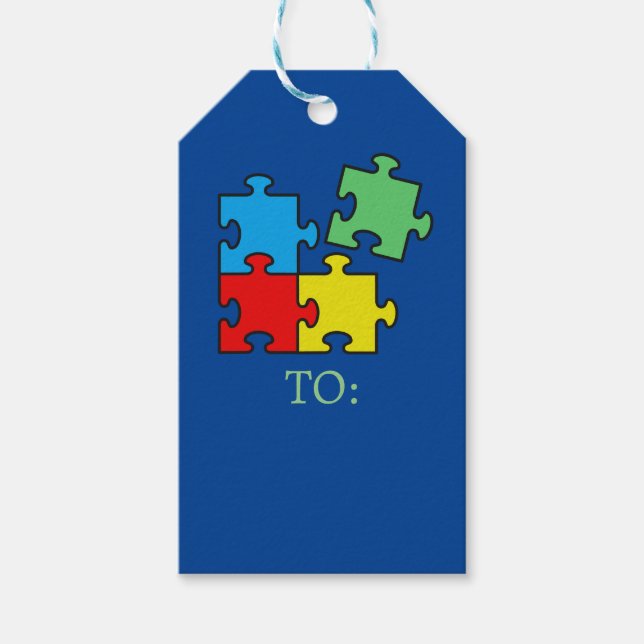 Jigsaw Puzzle Pieces Design Gift Tag (Front)