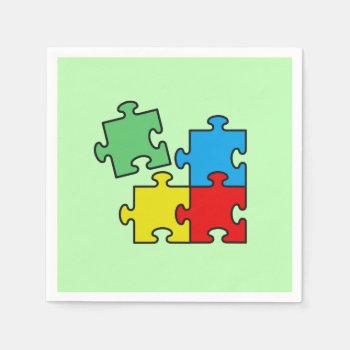Jigsaw Puzzle Pieces Design Paper Napkins by SjasisDesignSpace at Zazzle
