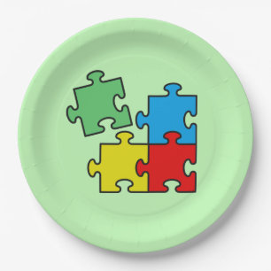 Jigsaw Puzzle Pieces Design Paper Plates