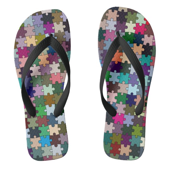 Jigsaw Puzzle Pieces Flip Flops (Footbed)
