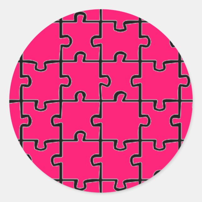 Jigsaw Puzzle Pieces Pattern CUSTOM COLOR Classic Round Sticker (Front)