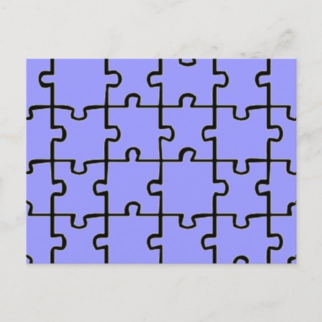Jigsaw Puzzle Pieces Pattern CUSTOM COLOR Postcard (Front)