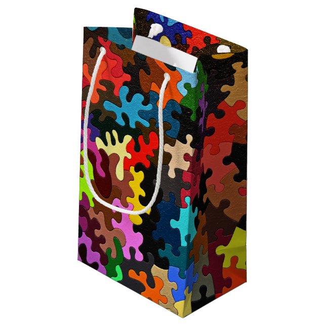 jigsaw puzzle pieces small gift bag (Back Angled)