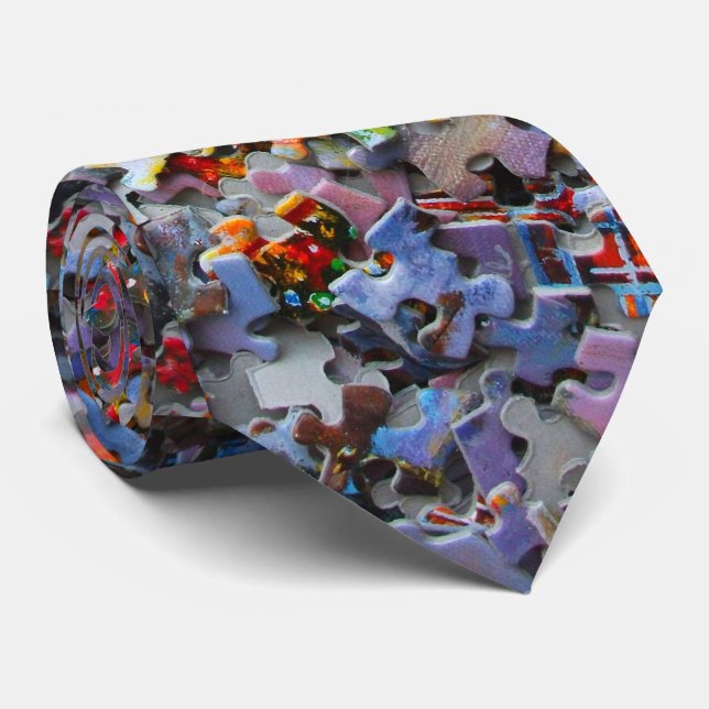 Jigsaw Puzzle Pieces Tie (Rolled)