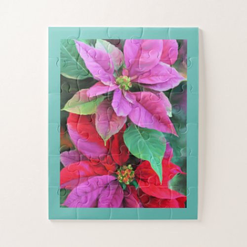 Jigsaw Puzzle PinkRed Poinsettias