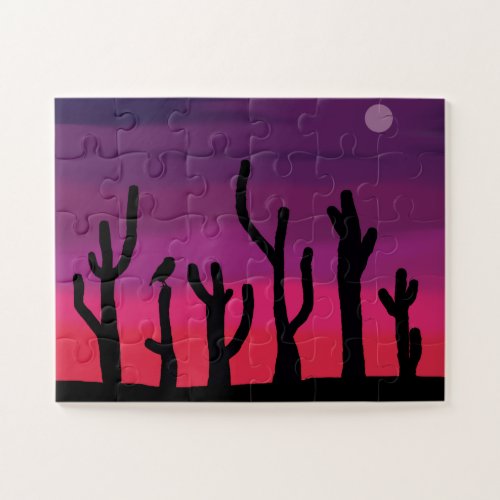 Jigsaw Puzzle Saguaro Sunset CactusOwl