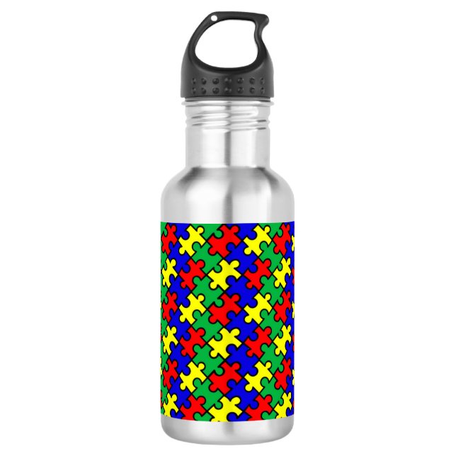 Jigsaw Puzzle Seamless Pattern-22675 Stainless Steel Water Bottle (Front)