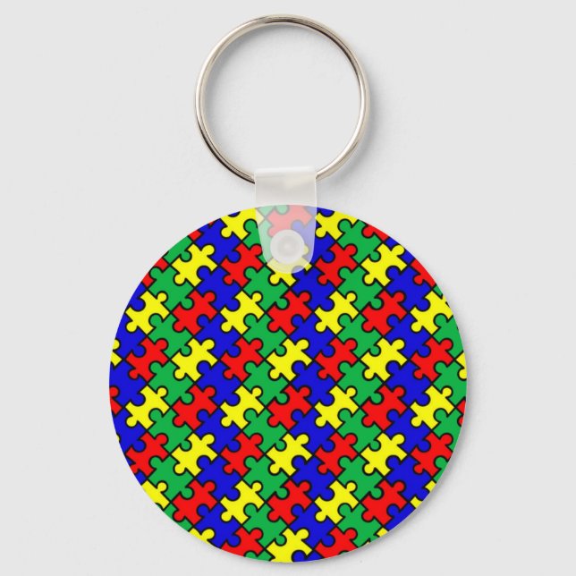 Jigsaw Puzzle Seamless Pattern Keychain (Front)