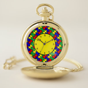 Jigsaw Puzzle Seamless Pattern Pocket Watch
