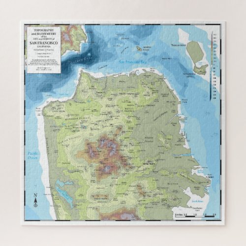 Jigsaw Puzzle SF Topo and Bathymetry Puzzle