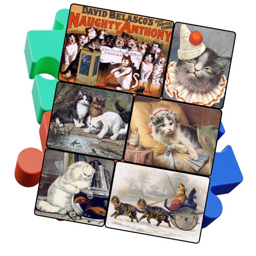 JIGSAW PUZZLE _ Vintage Images of Cats _ Collage