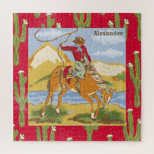 Jigsaw Puzzle Vintage Western Cowboy Wild West (Vertical)