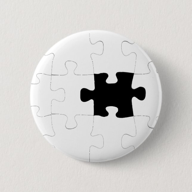 Jigsaw Puzzle with Missing Piece Pinback Button (Front)