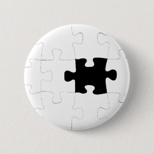 Jigsaw Puzzle with Missing Piece Pinback Button