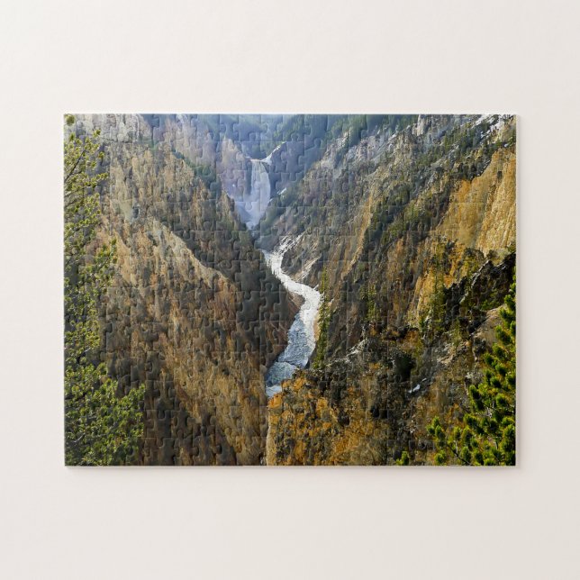 Jigsaws Yellowstone River Waterfall Wyoming. Jigsaw Puzzle (Horizontal)