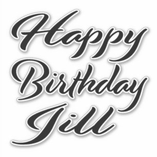 Jill last name first name black sticker birthday