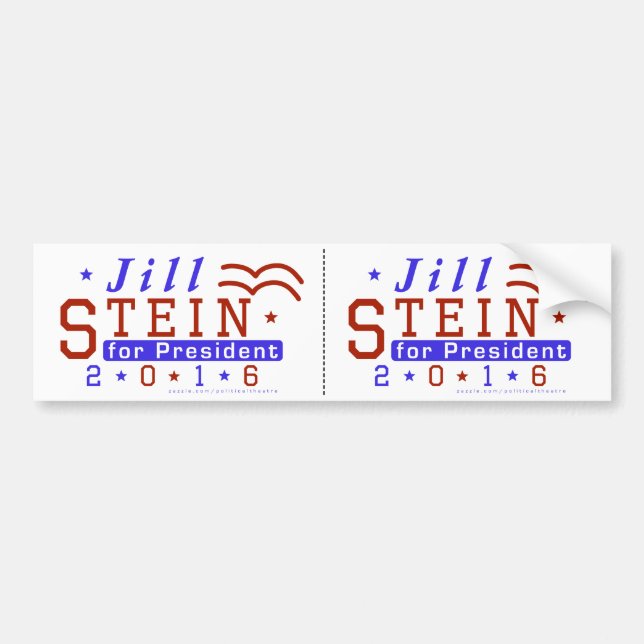 Jill Stein President 2016 Election Green Party Bumper Sticker (Front)
