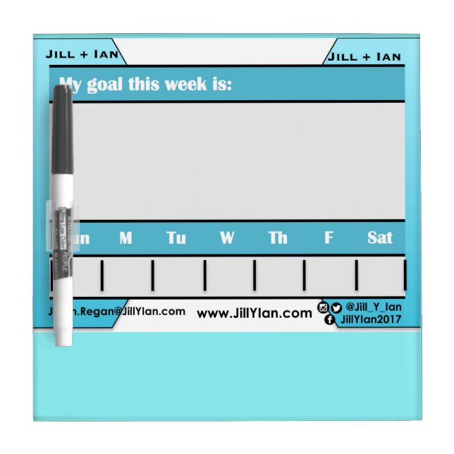 Jill y Ian Goal Setting Weekly Checklist Dry Erase Board (Front)