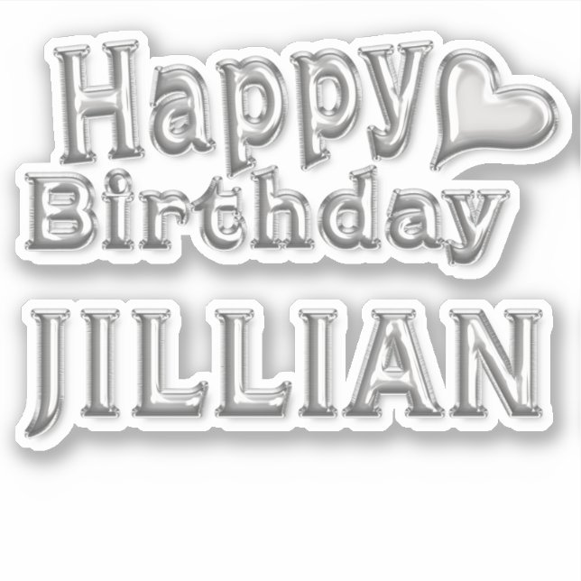 Jillian Happy Birthday silver Sticker (Front)