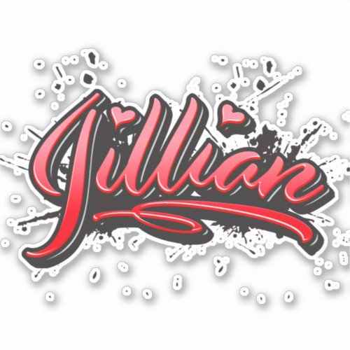 Jillian red Heart Graffiti Sticker