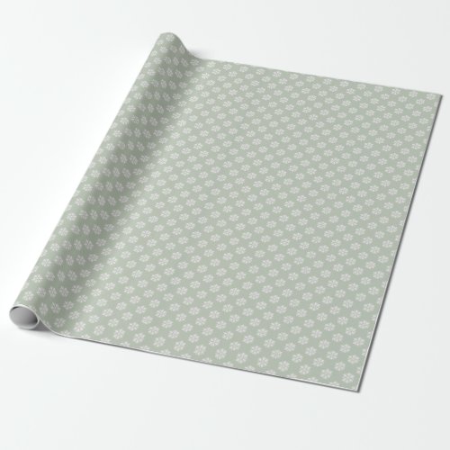 Jillian Silver Green  Simplistic Flower Pattern Wrapping Paper