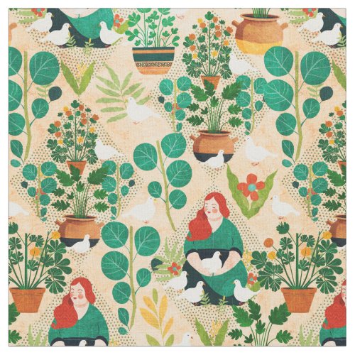 Jills Parsley and Dove Garden  Fabric