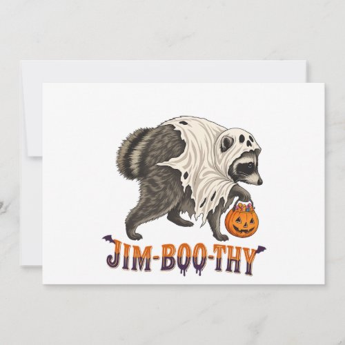 Jim Boo Thy Funny Ghost Raccoon Halloween Jimothy  Invitation