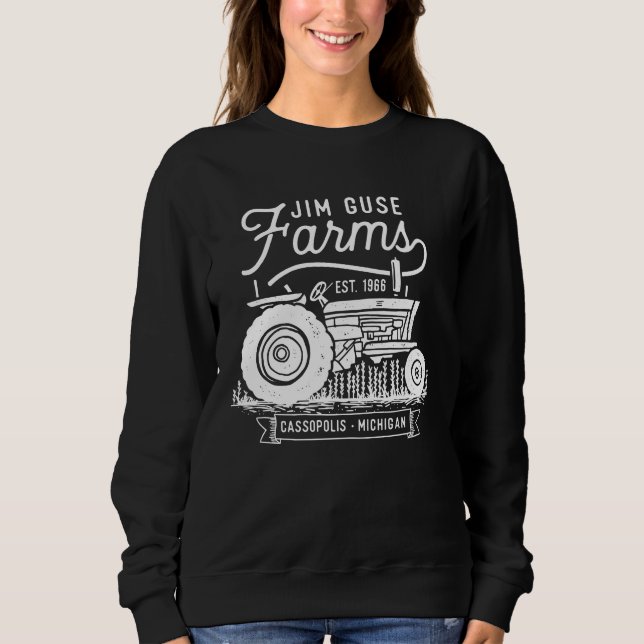 Jim Guse Farms - White on Black Sweatshirt (Front)