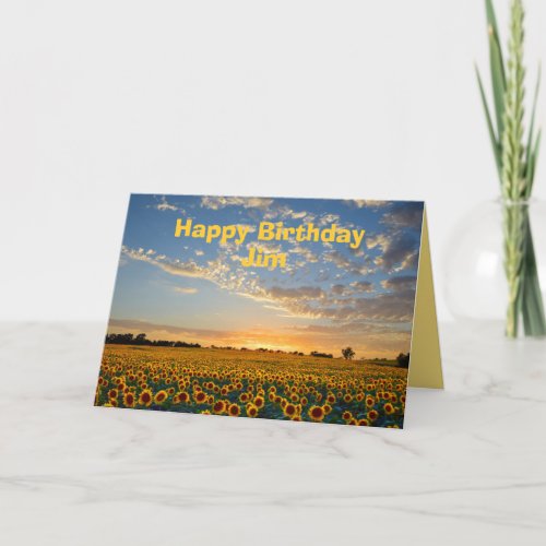 Jim Happy Birthday Sunflowers at Sunset Card